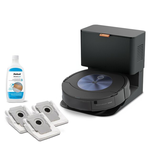 Robot aspirateur et laveur de sols Roomba Combo® j7+, 3x sacs d’élimination de la saleté + solution de nettoyage